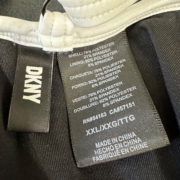 DKNY Womens Size XXL Black White Trim T-Back V-neck One-Piece Swimsuit NWT - Picture 5 of 5